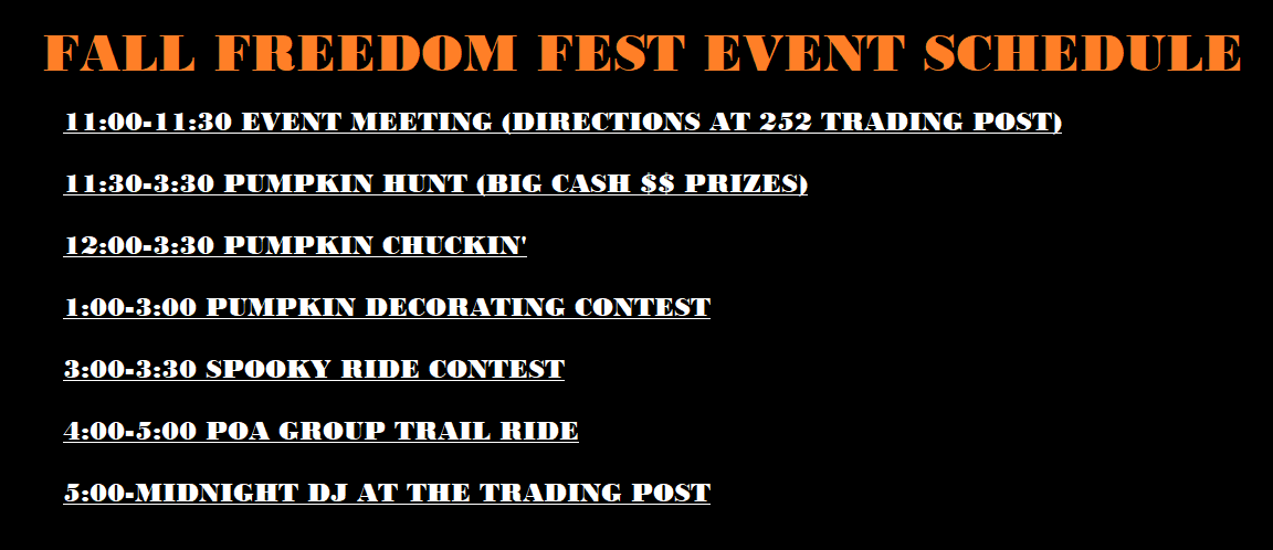 Fall Freedom Fest Event Schedule